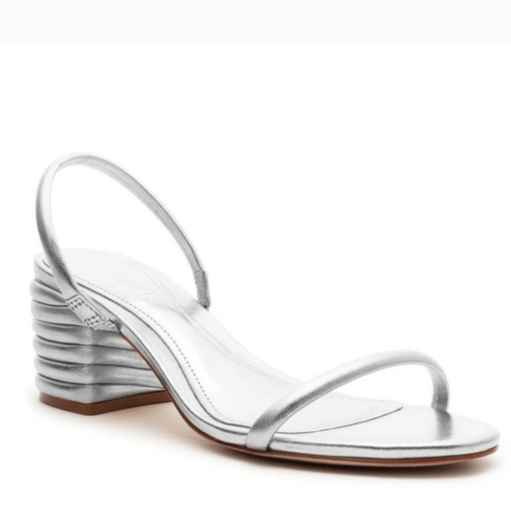 SCHUTZ KYRA mettalic Silver Block Heels Size 8